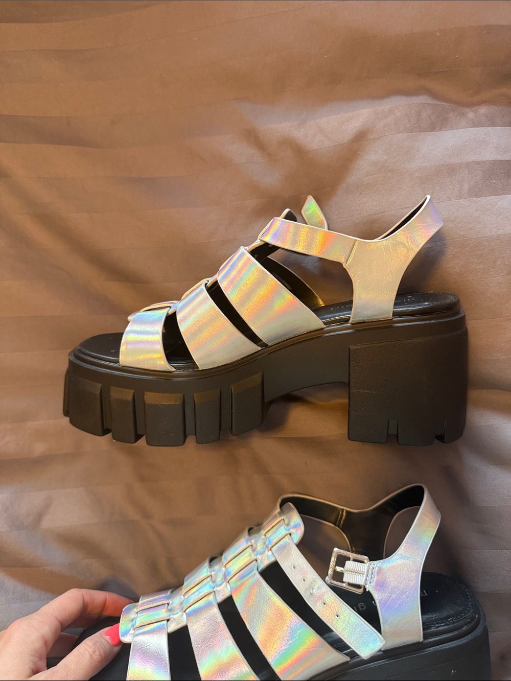 Madden Girl Iridescent Multi-Strap Sandals - Picture 2 of 3